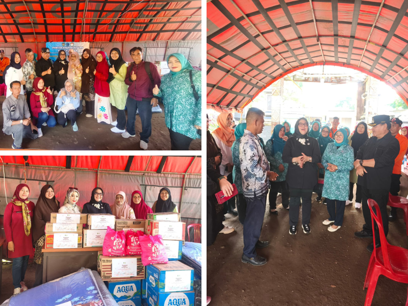Penyerahan Bantuan Bencana di Desa Pasir Munjul oleh DP3AKB Provinsi Jawa Barat dan TP PKK Kabupaten Purwakarta